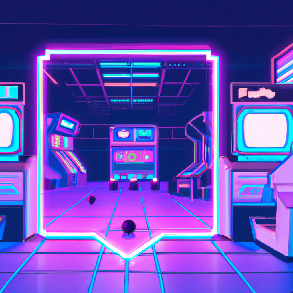 Nightrift splash art — neon arcade room